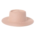 Close-up of the woven plant fiber texture on this pink wide-brim straw sun hat - Adjustable / Pink