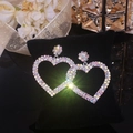 Sparkling crystal heart earrings with iridescent rhinestones on a black velvet display - AB Magic Heart / AB Heart DTE1516232S-WAB