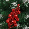 Sparkling red Christmas berry branch with sequins for DIY tree and holiday decor - 19CM (15 Heads) / Red