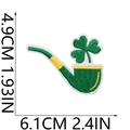 Saint Patrick's Day shamrock pipe embroidery patch with size measurements 6.1cm x 4.9cm - No.14/Shamrock Pipe