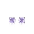 Elegant pair of light purple round cz stud earrings in classic silver four-prong setting - Light Purple 6MM