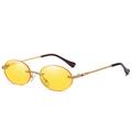Frameless oval punk sunglasses with yellow transparent lenses and gold metal temples - Gold Frame Yellow Lenses