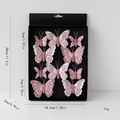 Rosa Glitzer Schmetterling Deko-Set im Karton mit Größen- und Gewichtsangaben - Rosa