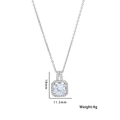 Titanium steel square pendant necklace with clear zircon stones and shiny finish - 8983 Steel White