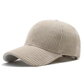 Detalle de la textura de pana beige con sutiles hilos de plata brillantes en la gorra - Ajustable / Caqui