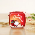 Square red Christmas coin purse with Santa Claus cartoon and a zipper handle - Square Christmas 7