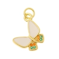 Gold butterfly pendant with white enamel wings and colorful gemstones for DIY jewelry - White Enamel Patchwork Butterfly