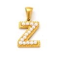 18k gold plated stainless steel letter Z pendant with small white pearls - Letter Z Style (SP723G-Z)