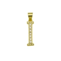 Vue détaillée du pendentif lettre I plaqué or 18k serti de zircons brillants - Lettre I (Pendentif uniquement)