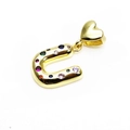 Gold plated U-letter pendant featuring colorful cubic zirconia stones and heart clasp - Pendant Only / Letter U
