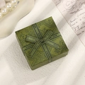 Dark green square jewelry gift box with a ribbon bow and Best Wishes inscription - 5×5×3.5cm Ring Stud Box / Green