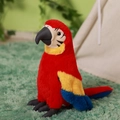 Realistic red macaw parrot plush toy with blue and yellow feather details on green rug - 25cm / Red Parrot