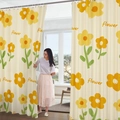 Pastel floral curtain with large yellow and orange flowers and text for home decor - Yellow Flower Bush [Hook Ring] Single Panel