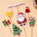 Christmas cake topper set with Santa and teddy bear for holiday dessert decorations - 10 Sets / Grey Bear Santa Topper Kit