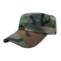 Detail of ripstop camouflage flat top army cap showing breathable metal eyelets - Adjustable / Green Camouflage