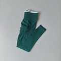 Dark green seamless high waisted yoga pants with ribbed waistband and white inner lining - Dark Green