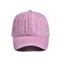 Détail de la casquette en coton lavé rose violacé avec œillets brodés et coutures fines - Rose
