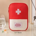 Portable red Oxford cloth first-aid pouch with white cross embroidery, 13x18cm size - Large / Red