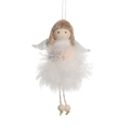 Angelo di Natale bianco da appendere con ali di paillettes argento e dettagli peluche - Bianco (Fiocco di neve)