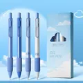 Set of four 0.5mm retractable black ink gel pens in assorted blue and white soft grips - Vast Sea and Sky [4-pack]