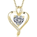 Elegant S925 silver heart pendant necklace with large zircon and gold box chain - With 40+5cm Box Chain / Gold
