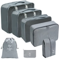 7-delige donkergrijze reis-organizer set met nettasjes en opbergzakken voor bagage - 7-Delige Set / Grijs