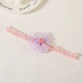 Pink and purple elastic baby headband with layered lace flower and mesh details - Burned Edge Ball Purple