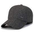Deep grey tweed textured winter baseball cap with side Sports label for men - Adjustable / Light Grey With Letter Tag
