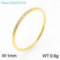 Minimalist 1mm gold stainless steel ring featuring a single row of sparkling crystals - US 5 / Gold 1mm (KR106517-K)