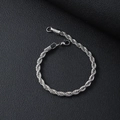 Classic silver stainless steel rope chain bracelet for men with secure lobster clasp - 21cm / Silver/3.0mm Rope Chain