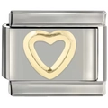 Silver and gold heart-shaped charm link for modular stainless steel bracelets - 0092-phnom Penh Heart Space