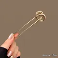 Épingle à cheveux dorée en U avec double nœud minimaliste, longueur 12cm pour coiffures chic - Style Noué en U (#223) / Longueur env. 12cm / Or