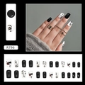 Abstract line art press-on nails in black and white minimalist portrait style 24pcs set - R796 Line Beauty (Glue Style)