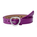 Purple faux leather belt with silver heart buckle and hollow heart-shaped cutouts - Purple
