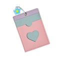 Schicker mehrfarbiger Kartenhalter aus Kunstleder in Lila und Rosa mit Herz-Ausschnitt - Rosa