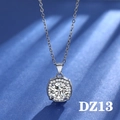 Macro shot of 925 silver square pendant with brilliant circular zircon and 925 stamp - Style DZ13 [3 Carat, No Chain]