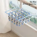 Sky blue multi-functional laundry rack with 28 clips for socks and underwear drying - Square 28 Clips - Blue