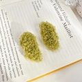 Pair of green faux fur hair clips in plush material for women with vintage book background - 5cm / Bean Green 2Pcs