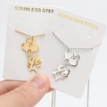 Gold and silver stainless steel necklace set with cute cartoon bear and balloon pendant - Little Elephant Balloon