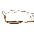 Bohemian brown leather hat band with cream braided details and long adjustable ties - One Size / Fabric Strip