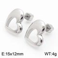 Boucles d'oreilles cœur évidé en acier titane poli argenté pour femmes à la mode - Argent (KE110651-Z)