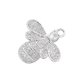 Macro shot of a silver bee pendant with pave-set crystal details for DIY jewelry making - Bee - Platinum - with Zircon