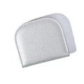 Mini semi-circle wallet in silver pebble leather with a stylish minimalist lock design - Silver