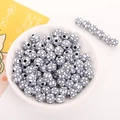 Soccer pattern acrylic spacer beads with black and white finish for DIY jewelry - 12mm White Black Soccer (50pcs)