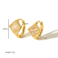 Detailed view of 18K gold plated earrings with zircon dimensions and weight specs - Square Style (TE6513)