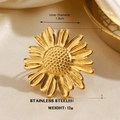 Golden sunflower ring in stainless steel with large petal design and sunlit finish - Large Sunflower Style (1611)