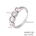18k vergoldeter Edelstahlring mit Zirkonia-Inlay in S-Form, Größe 6/7/8 - US 6 / Stahlfarbe
