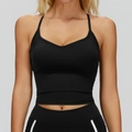 Zwarte yoga vest en legging set met witte zijstrepen voor sport en fitness dames - S / Premium Zwart