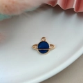 Colgante de Saturno en aleación dorada con esmalte azul para creación de joyas DIY - Planeta