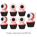Detailed set of 24 realistic eyeball cake toppers for Halloween party table decorations - Small Cupcake Toppers 24PCS - Large Eyeball